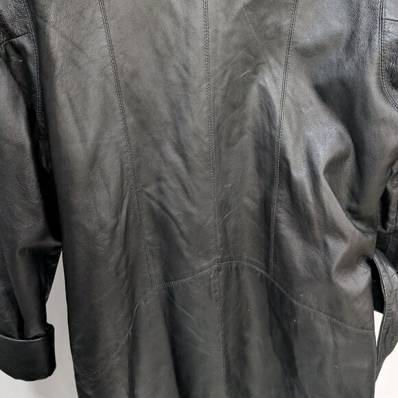 Excelled Women's Black Leather Coat - Picture 5 of 6